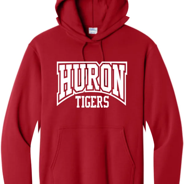 BLOCK HURON TIGERS RED HOODED SWEATSHIRT
