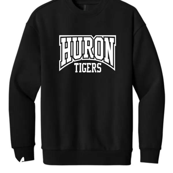 BLOCK HURON TIGERS BLACK CREWNECK SWEATSHIRT
