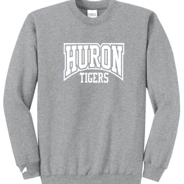 BLOCK HURON TIGERS GRAY CREWNECK SWEATSHIRT