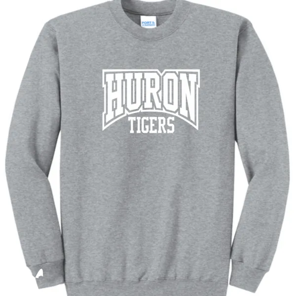 BLOCK HURON TIGERS GRAY CREWNECK SWEATSHIRT